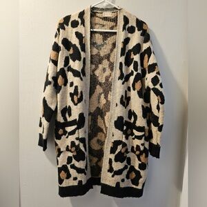 Altar'd State Leopard Print Cardigan - Black and Tan